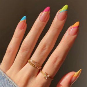 *BOGO* Nude with Coloured Tips Reusable Press on Nails